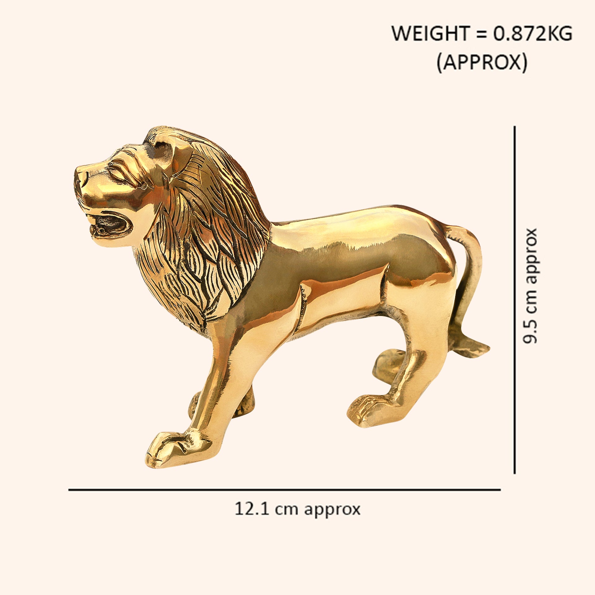 VASTU VARDAN BRASS LION STATUE 3.5 INCH (APPROX)