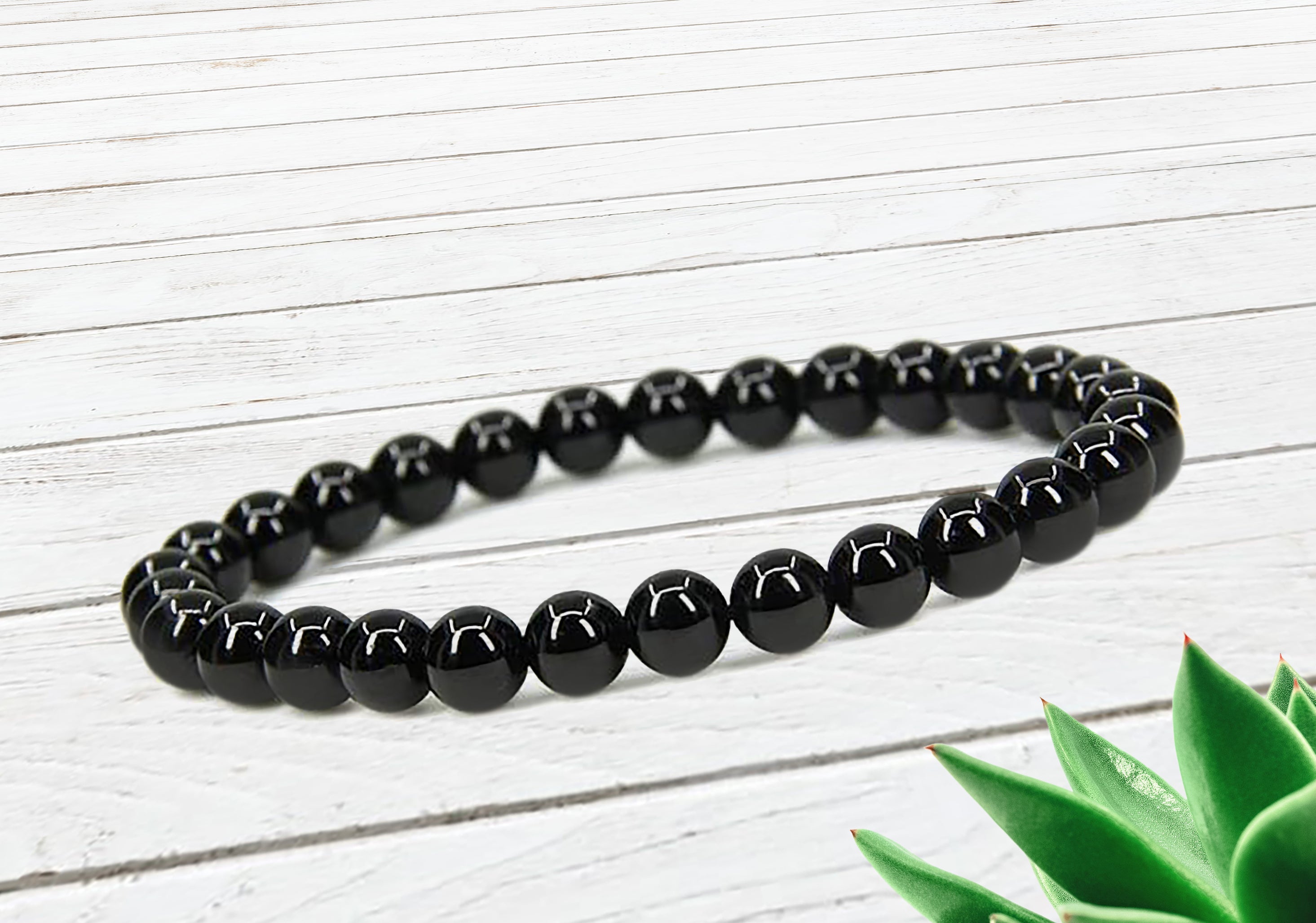 VASTU VARDAN BLACK TOURMALINE ORIGINAL BRACELET 8 MM BEADS